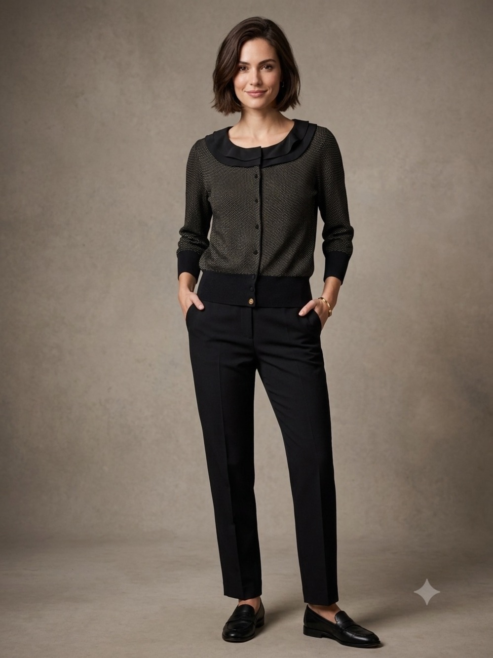 Authentic Fendi-Women's Black w print Cardigan